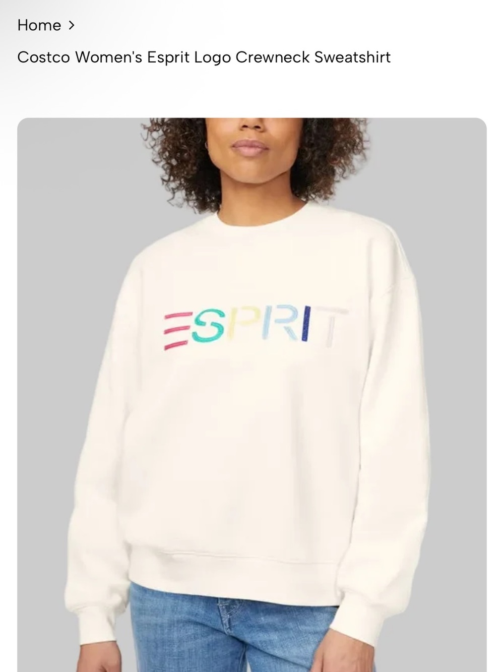 Esprit Cream Crewneck Sweatshirt with Rainbow Logo